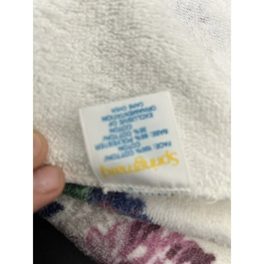 Bill Blass Springmaid Purple White Green Floral Towel 2 Hand Towels 2 Wash Cloth